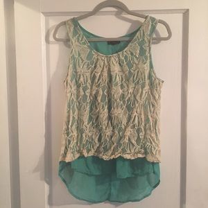 Super pretty teal lace covered camisole tank